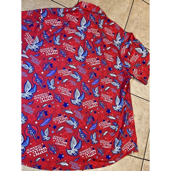 Dixxon Shirt Mens XXL Red Give Em The Bird D Lite PARTY Hawaiian eagle AOP - Picture 2 of 6